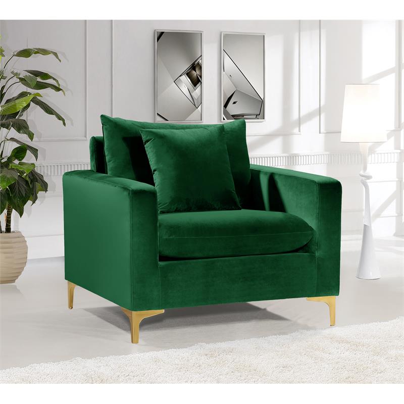 Home Square 2-Piece Furniture Set with Velvet Accent Chair and Loveseet in Green