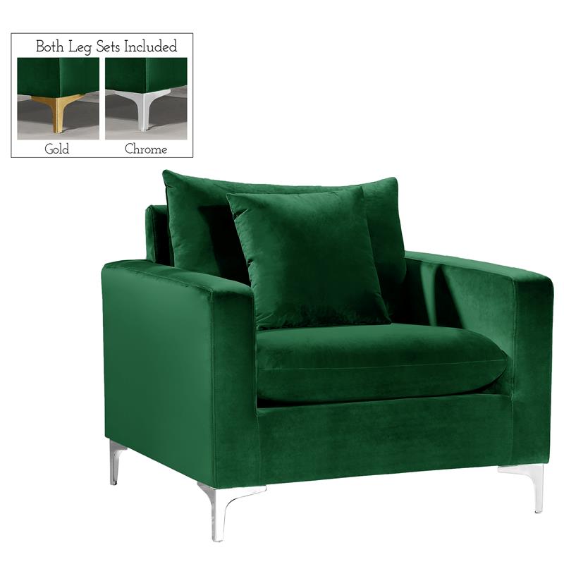 Home Square 2-Piece Furniture Set with Velvet Accent Chair and Loveseet in Green