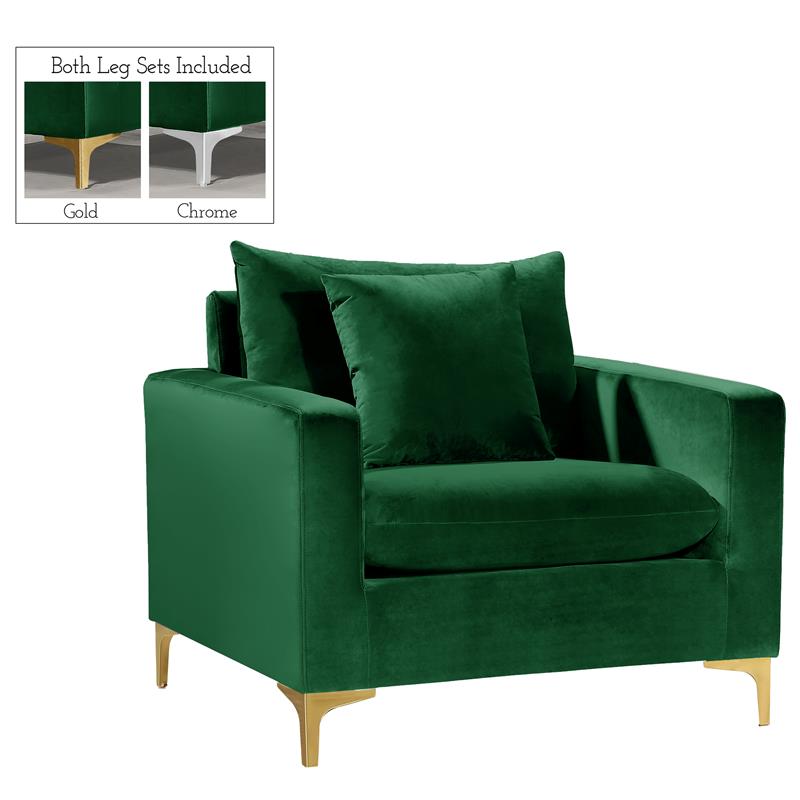 Home Square 2-Piece Furniture Set with Velvet Accent Chair and Sofa in Green