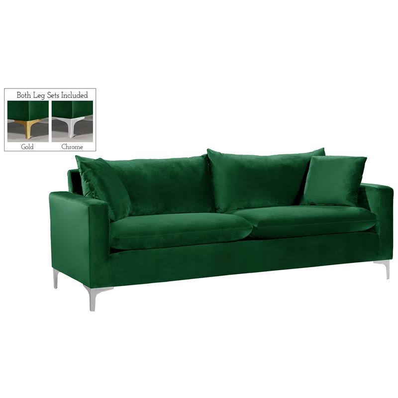 Home Square 2-Piece Furniture Set with Velvet Accent Chair and Sofa in Green