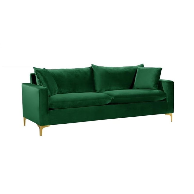 Home Square 2-Piece Furniture Set with Velvet Accent Chair and Sofa in Green