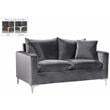 Home Square 3-Piece Set with Velvet Accent Chair Loveseat and Sofa in Gray