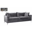 Home Square 3-Piece Set with Velvet Accent Chair Loveseat and Sofa in Gray