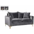 Home Square 3-Piece Set with Velvet Accent Chair Loveseat and Sofa in Gray