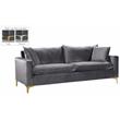 Home Square 3-Piece Set with Velvet Accent Chair Loveseat and Sofa in Gray