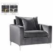Home Square 3-Piece Set with Velvet Accent Chair Loveseat and Sofa in Gray