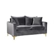 Home Square 3-Piece Set with Velvet Accent Chair Loveseat and Sofa in Gray