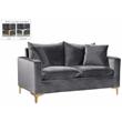 Home Square 2-Piece Set with Contemporary Velvet Loveseat and Sofa in Gray