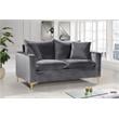 Home Square 2-Piece Set with Contemporary Velvet Loveseat and Sofa in Gray