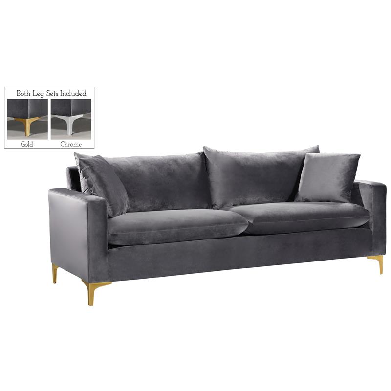 Home Square 2-Piece Furniture Set with Velvet Accent Chair and Sofa in Gray
