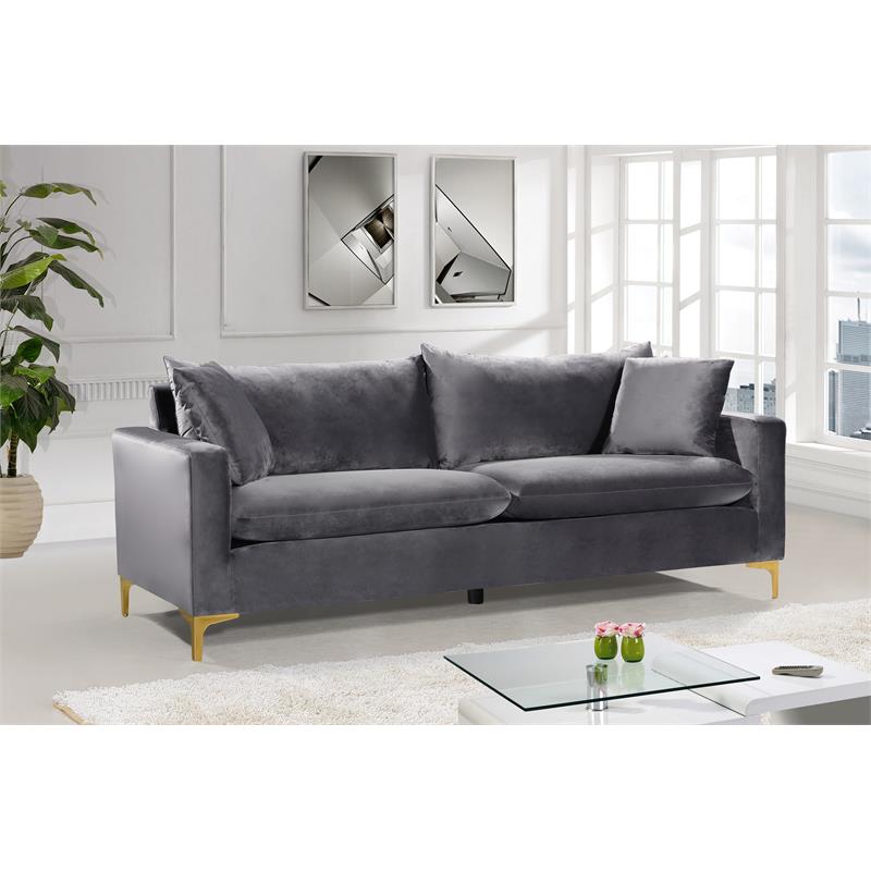 Home Square 2-Piece Furniture Set with Velvet Accent Chair and Sofa in Gray