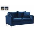 Home Square 2-Piece Furniture Set with Velvet Loveseat and Sofa in Navy