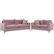 Home Square 2-Piece Furniture Set with Velvet Sofa and Loveseat in Pink