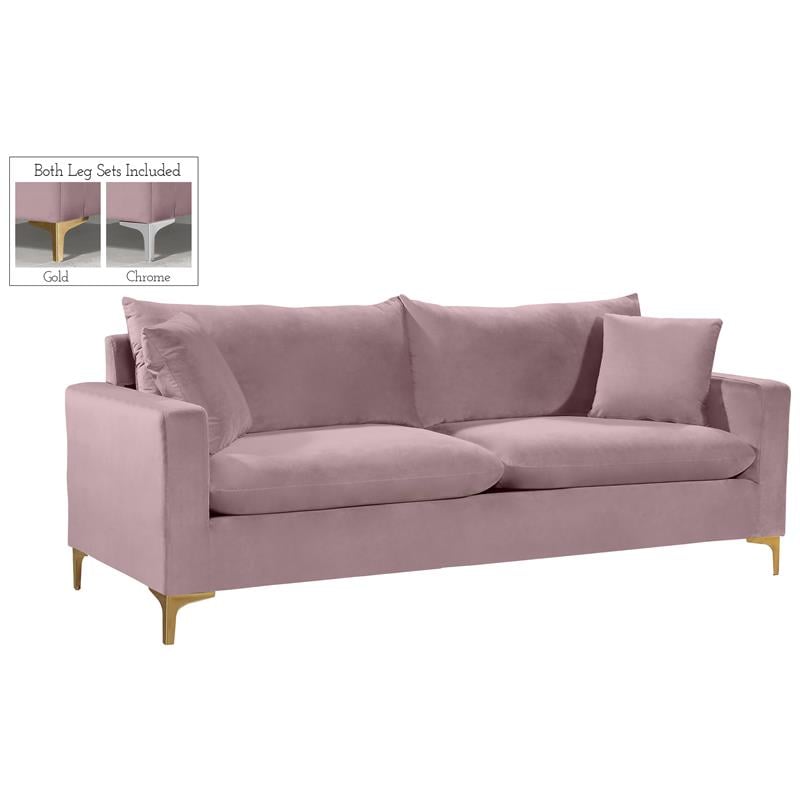 Home Square 2-Piece Furniture Set with Velvet Accent Chair and Sofa in Pink