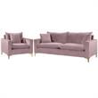 Home Square 2-Piece Furniture Set with Velvet Accent Chair and Sofa in Pink