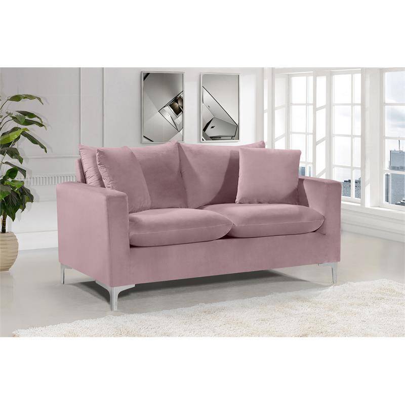 Home Square 2-Piece Furniture Set with Velvet Accent Chair and Loveseat in Pink