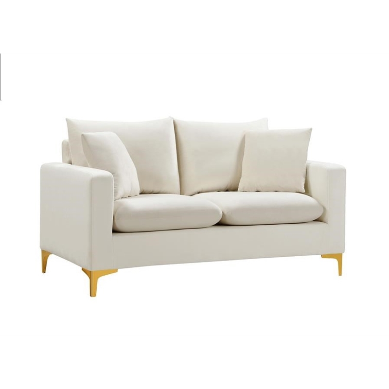 Home Square 2-Piece Furniture Set with Velvet Loveseat & Chair in Cream