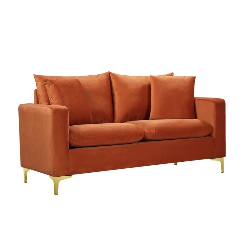 Home Square 2-Piece Set with Velvet Chair and Loveseat in Cognac