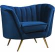 Home Square 2-Piece Set with Velvet Accent Chair & Sofa in Navy and Gold