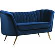 Home Square 2-Piece Furniture Set with Velvet Loveseat & Sofa in Navy