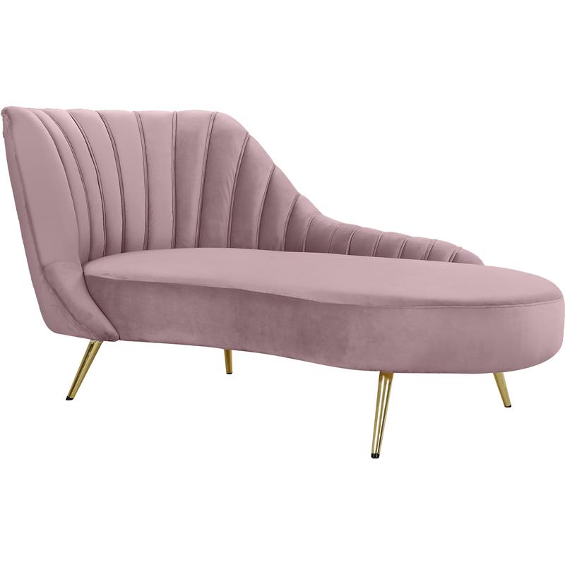 Home Square 2-Piece Set with Velvet Accent Chair & Chaise in Pink and Gold