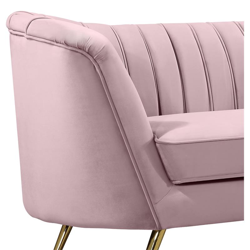 Home Square 2-Piece Set with Velvet Accent Chair & Chaise in Pink and Gold
