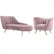 Home Square 2-Piece Set with Velvet Accent Chair & Chaise in Pink and Gold