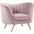 Home Square 3-Piece Set with Velvet Accent Chair Chaise & Sofa in Pink and Gold