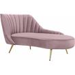 Home Square 3-Piece Set with Velvet Accent Chair Chaise & Sofa in Pink and Gold