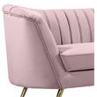 Home Square 3-Piece Set with Velvet Accent Chair Chaise & Sofa in Pink and Gold