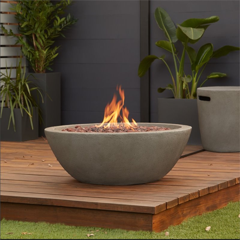 Home Square 2-Piece Set with Propane Fire Bowl and Tank Cover in Glacier Gray
