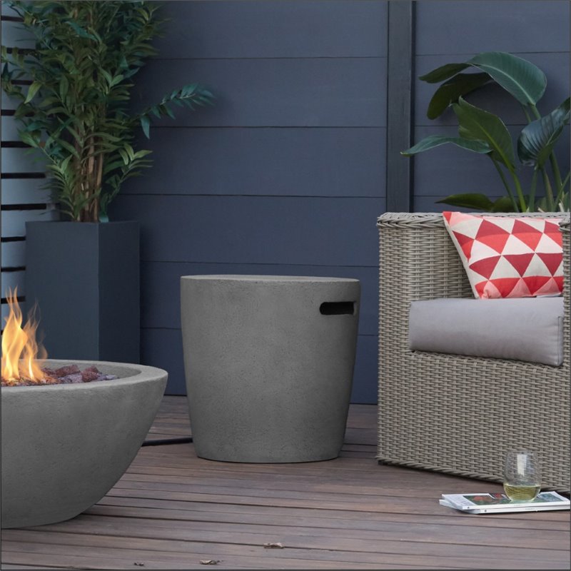 Home Square 2-Piece Set with Oval Propane Fire Bowl & Round Propane Tank Cover