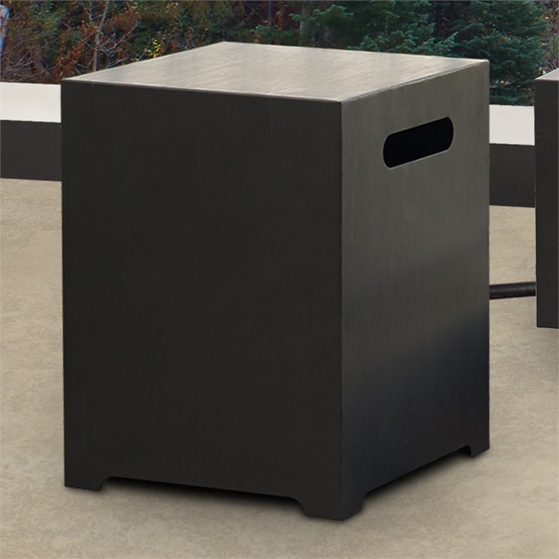 Home Square 2-Piece Set with Steel Propane Fire Pit and Tank Cover in Gray