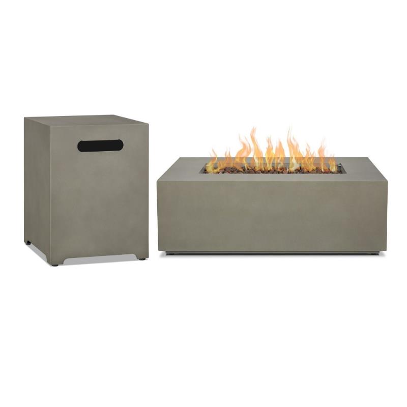 Home Square 2-Piece Set with Small Fire Table with Conversion Kit & Tank Cover