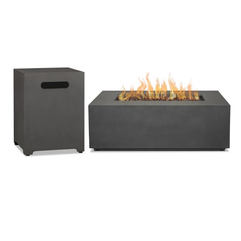 Home Square 2-Piece Set with Small Propane Fire Table & Tank Cover in Slate
