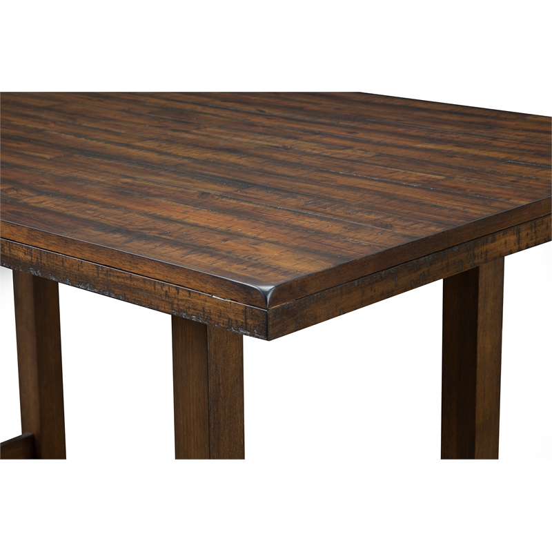 Home Square 5 Piece Set with Pub Height Wood Dining Table and 4 Dining Chairs