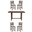 Home Square 5 Piece Set with Pub Height Wood Dining Table and 4 Dining Chairs