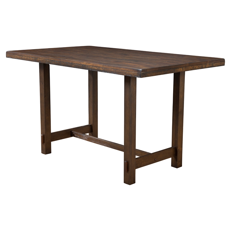 Home Square 7 Piece Set with Pub Height Wood Dining Table and 6 Dining Chairs