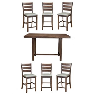 home square 7 piece set with pub height wood dining table and 6 dining chairs