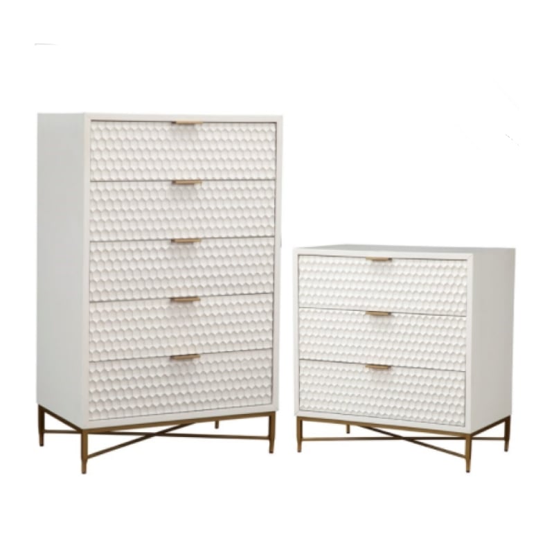 Home Square 2 Piece Furniture Set with 3-Drawer Accent Chest and 5-Drawer Chest