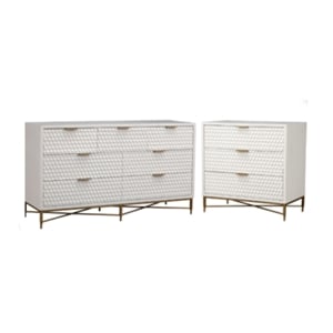 Home Square 2 Piece Furniture Set with 3-Drawer Accent Chest and 7-Drawer Chest