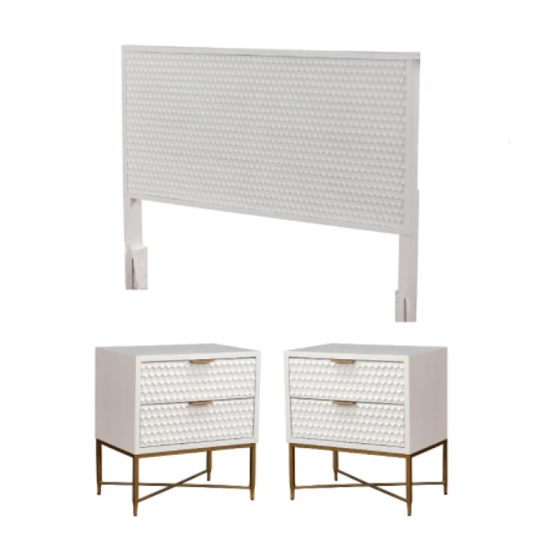 Home Square 3 Piece Set with 2-Drawer Nightstand & Standard King Wood Headboard