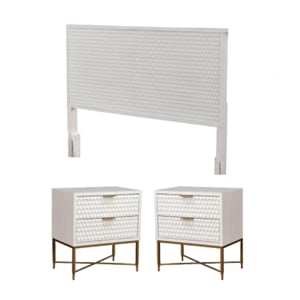 Home Square 3 Piece Set with 2-Drawer Nightstand & Standard King Wood Headboard