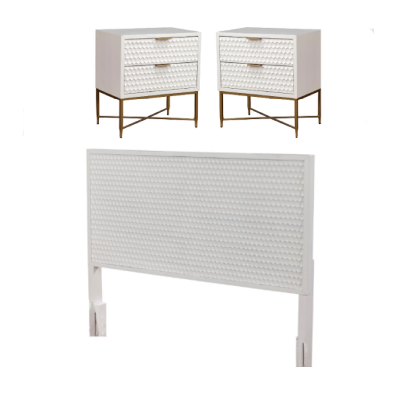 Home Square 3 Piece Set with 2 Nightstands & California King Wood Headboard