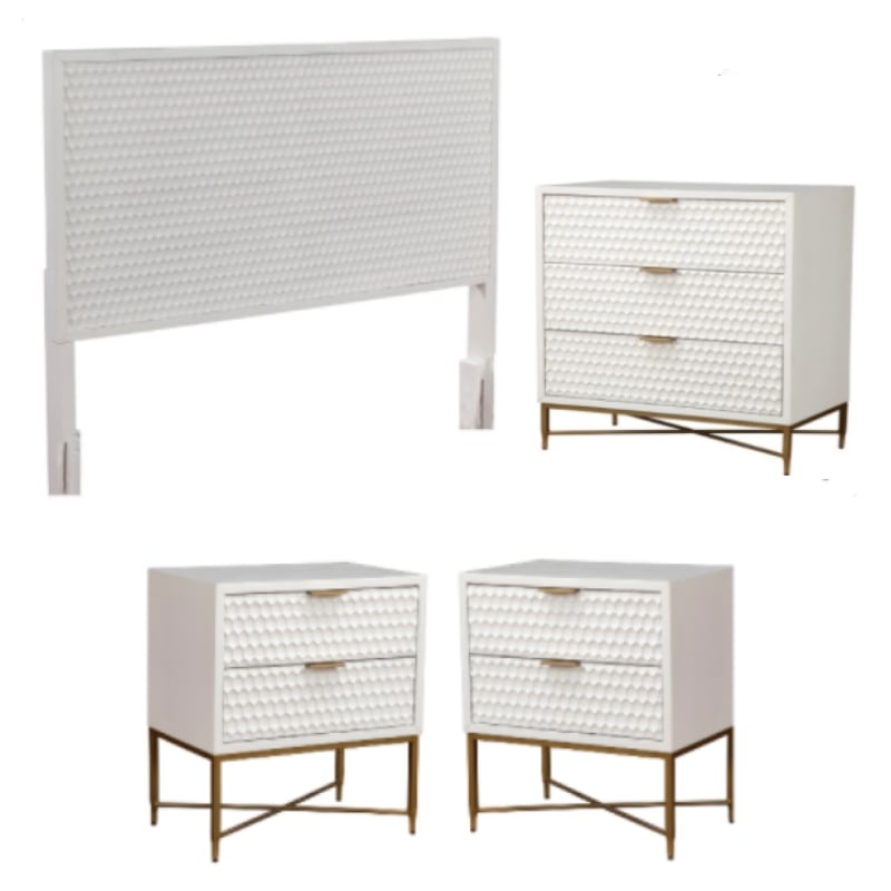 Home Square 4 Piece Set with Nightstand Standard King Headboard & Accent Chest
