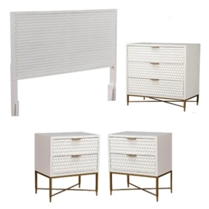 Home Square 4 Piece Set with Nightstand Standard King Headboard & Accent Chest