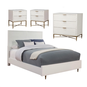 Home Square 4 Piece Set with Two Nightstands California King Panel Bed & Accent Chest