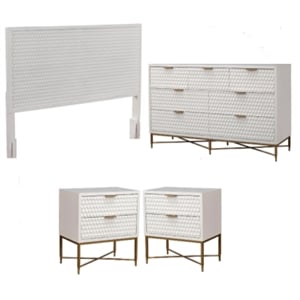 Home Square 4 Piece Set with Nightstand Standard King Wood Headboard & Dresser