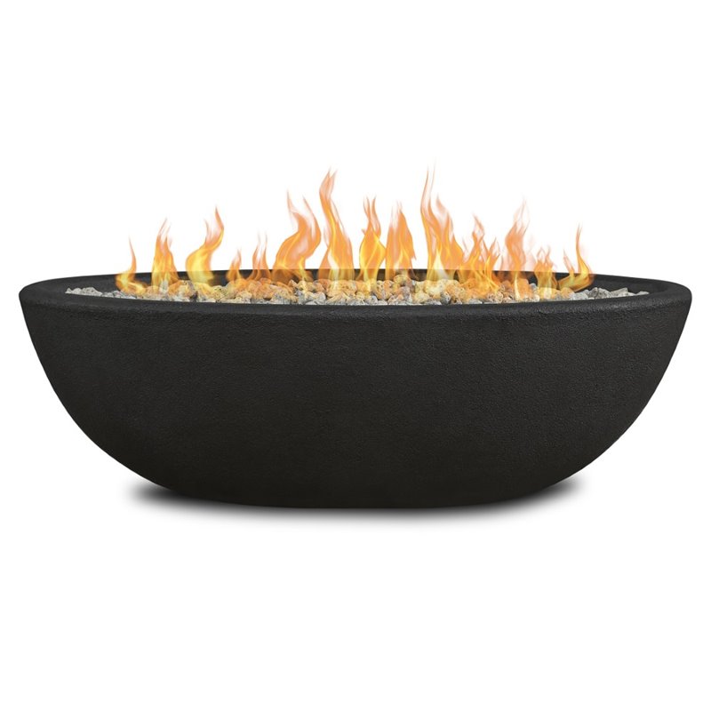 Home Square 2-Piece Furniture Set with Oval Propane Fire Bowl and Fire Glass