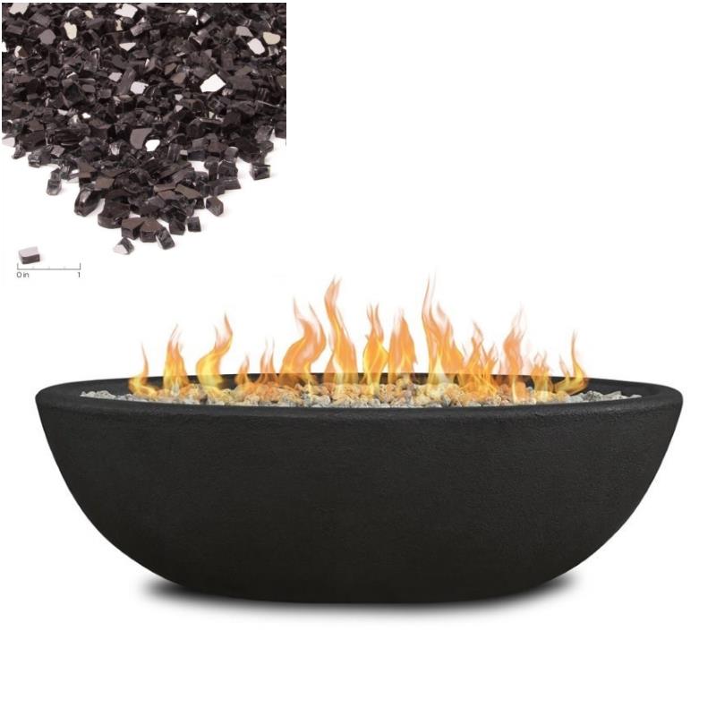 Home Square 2-Piece Furniture Set with Oval Propane Fire Bowl and Fire Glass